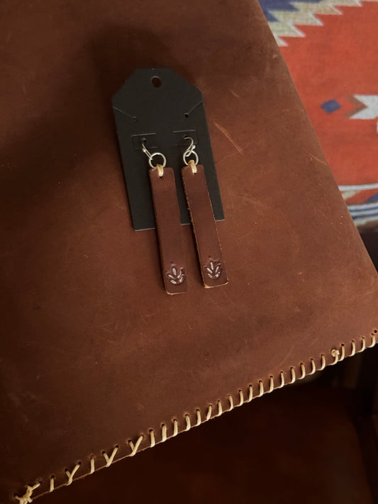 Bar buffalo leather earrings